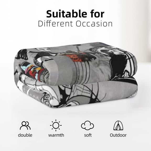 Spooky Christmas Halloween Horror Cartoon Movie Flannel Throw Blanket - Soft Cozy Blanket for Travel Bedroom Living Room Couch Office Car, Gift for Adults Kids Men Women