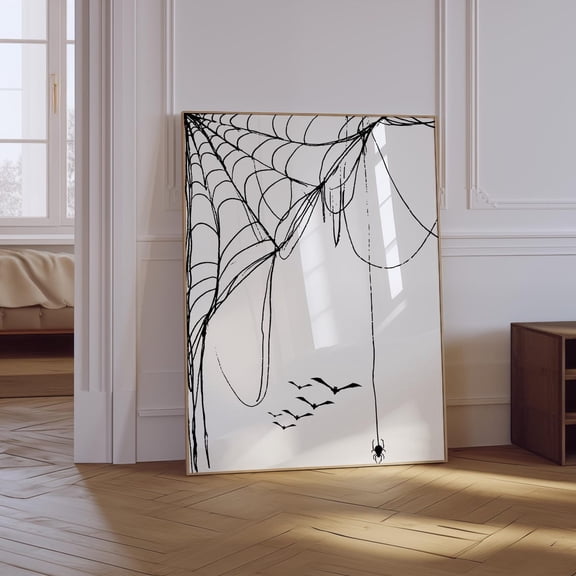 Spooky Cobweb Retro Poster, Unframed Size 12x18
