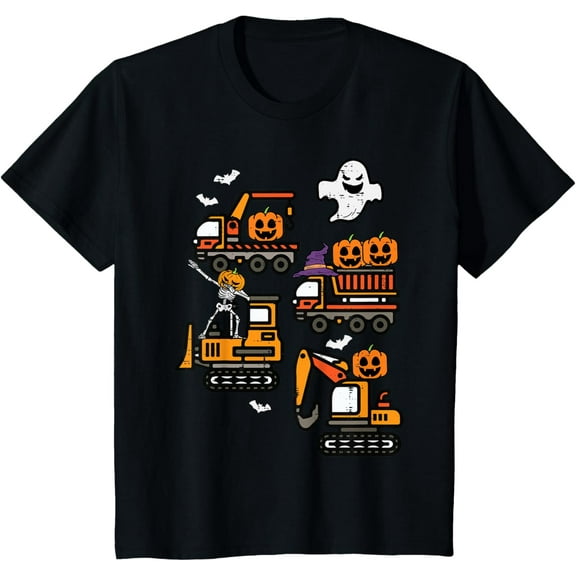 Spooky Construction Trucks Halloween Costume Toddler Boys T-Shirt