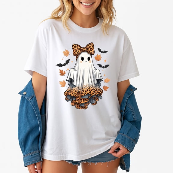 Spooky Coquette Leopard Ghost Halloween – T-Shirt / Hoodie / Sweatshirt – Fun Halloween Attire – Perfect for Halloween