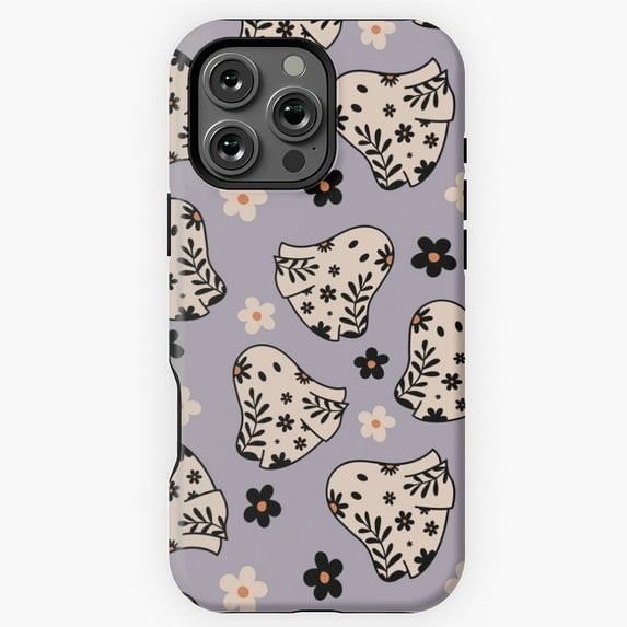 Spooky Cute Ghost Floral Art Phone Case for iPhone 16 15 14 13 12 11 Pro Max M5901117