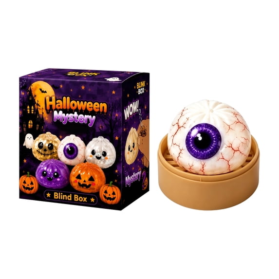 Spooky Cute Halloween Dumplings, Halloween Pumpkin Skull Squishy With Mini Steamer Base Glitter Slow Rising Squeeze Stress Relief Spooky Cute Skeleton Face Fidget Dumplings Desk Ornament Office Gift