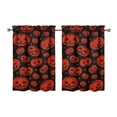 thumbnail image 1 of Spooky Cute Halloween Kitchen Curtains Set of 2, Featuring Black Cat and Full Moon Illustration, Semi-Sheer Panels 27.5x36in(70x90cm) Kitchen Curtains, 1 of 4