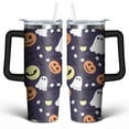 thumbnail image 1 of Spooky Cute Halloween Tumbler 30oz - Ghost Moon Witch Design - BPA-Free Insulated Leak-Proof Mug with Straw, 1 of 1
