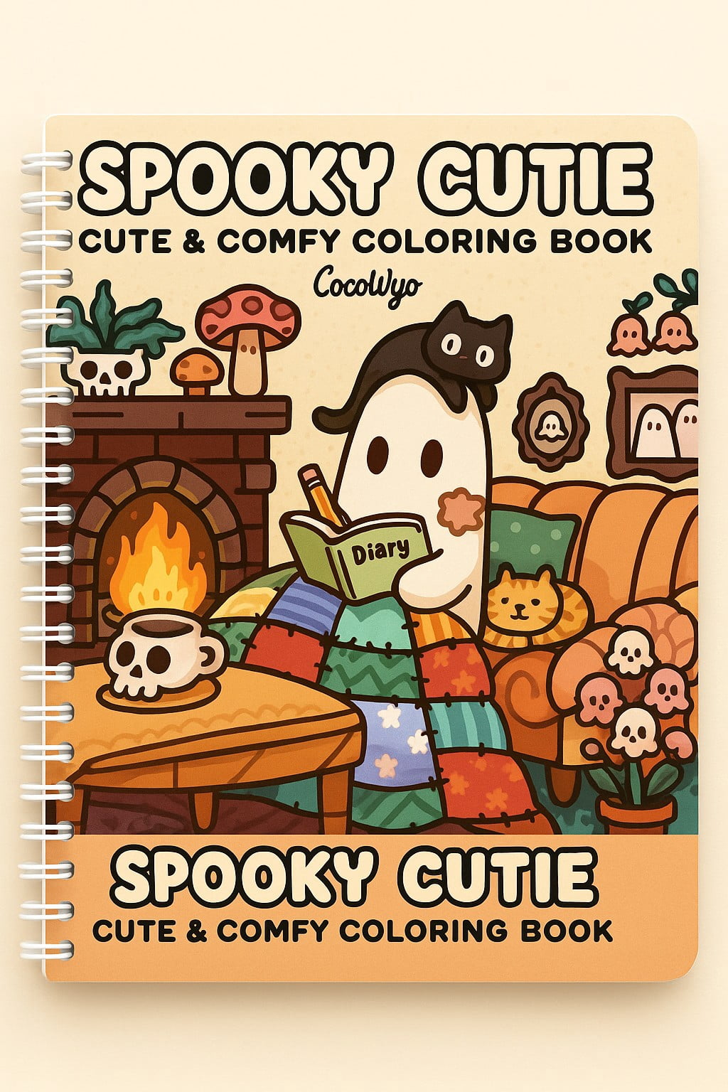 Spooky Cutie: Coloring Book for Adults and Teens Featuring Adorable Creepy Creatures in Cozy Hygge Moments for Relaxation (Cozy Spaces Coloring) (Spiral Bound)