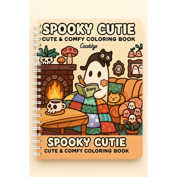 Spooky Cutie: Coloring Book for Adults and Teens Featuring Adorable Creepy Creatures in Cozy Hygge Moments for Relaxation (Cozy Spaces Coloring) (Spiral Bound)