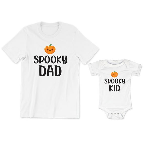 Spooky Dad Men's T-Shirt Cute Pumpkin Graphic Tee Spooky Kid Toddler Shirt Halloween Family Matching Daddy Daughter Son Outfits