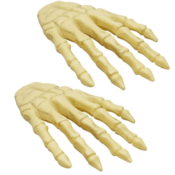 Spooky Decorative Skeleton Hands, 6.5x11 in. Ivory Hand Creepy Halloween Party Prop Haunted House Eerie Decorations Scary Decor Home Party Supplies - Pack of 2