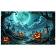 thumbnail image 1 of Spooky Design Halloween Banner Full Moon Graveyard Jack-o'-Lantern Atmospheric Scene for Halloween Party Outdoor Indoor Decoration, 1 of 9