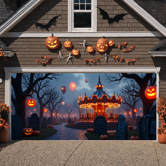 Spooky Design Halloween Banner Pumpkin Decor Haunted House Decoration Night Celebration for Halloween Party Outdoor Decoration Kids Event