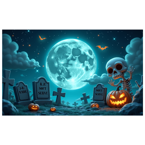 Spooky Design Halloween Banner Scary Pumpkin Graveyard Scene for Party Decoration Haunted House Outdoor Celebration