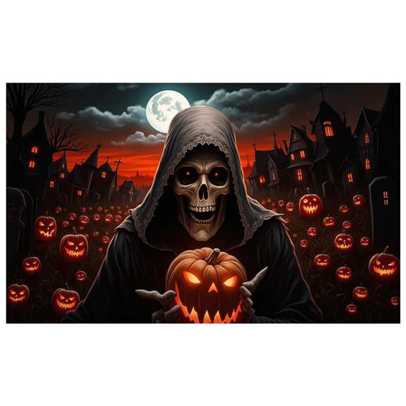 Spooky Design Halloween Banner Skeleton Pumpkin Decoration Haunted Graveyard Scene for Halloween Party Outdoor Indoor
