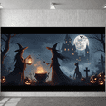 thumbnail image 1 of Spooky Design Halloween Banner Witch Theme Pumpkin Decorations Polyester Material Celebration Backdrop for Holiday Party Indoor Decoration Photo Shoot, 1 of 9