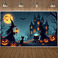 thumbnail image 1 of Spooky Design Halloween Banner Witch Theme Pumpkin Decorations Polyester Material Celebration Backdrop for Holiday Party Indoor Decoration Photo Shoot, 1 of 9