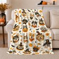 thumbnail image 1 of Spooky Dogs and Cats with Jack O Lanterns, Cheerful Holiday Style for Pet Lovers, Pumpkin Pet Party and Halloween Gift, Soft Flannel Blanket for Family Room and Living Room, Home Decor, 1 of 6