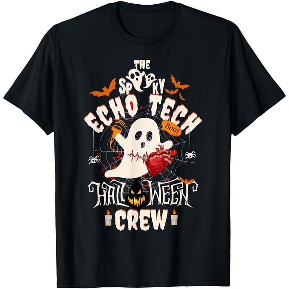 Spooky Echo Tech Halloween Crew Cardiac Sonographer Ghost S-5XL T-Shirt