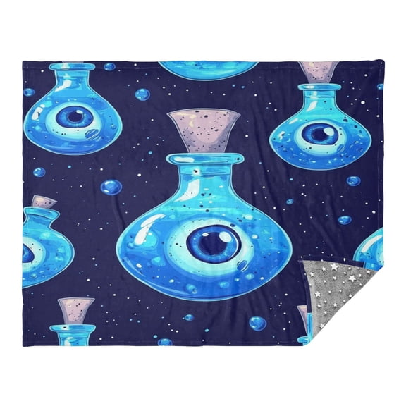Spooky Eyeballs Floating 70x55in Flannel Throw Blanket, Double Sided, Soft and Cozy, Glow in the Dark