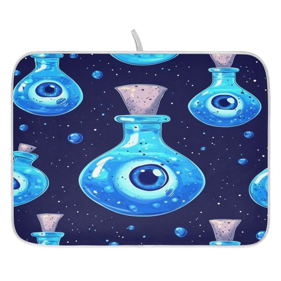 Spooky Eyeballs Floating Dish Drying Mat for Kitchen, Quick Drying Absorbent Soft Durable 18 x 24"