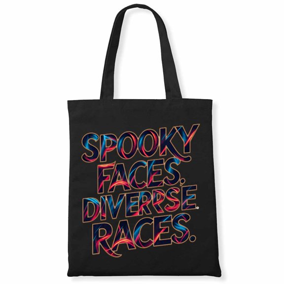 Spooky Faces, Diverse Races. Witch Brew Witch Stuff Funny Spooky Witch Halloween Canvas Bag 1Pc