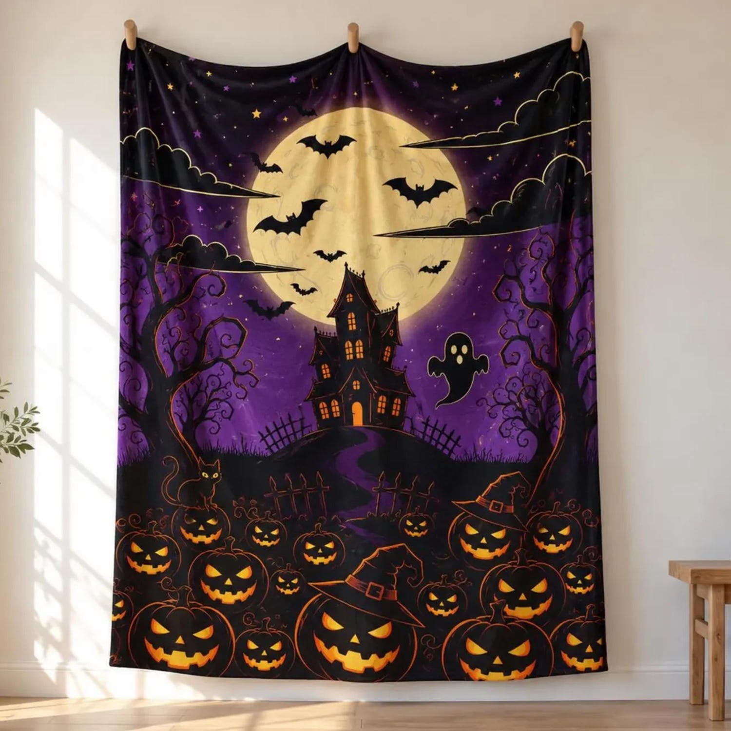 Fall Gost Spooky Fall Halloween Ghost Flannel Throw Blanket Keepsake Gift for ...