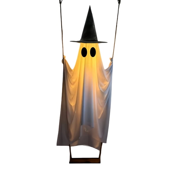 Spooky Floating Swing Witch Ghost Halloween Decorations, 6.07FT Remote Controlled Soft Glow Hanging Ghost without Remote, Wind Sway Ghost Ornament for Patio Haunted House Display