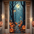 thumbnail image 1 of Spooky Forest Halloween Banner Jack O'Lantern Pumpkins Bats Full Moon for Halloween Party Decoration Festive Event Autumn Celebration, 1 of 7