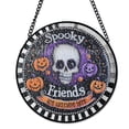 thumbnail image 1 of Spooky Friends Welcome Here Halloween Skeleton Stained Glass Suncatcher Fall Spooky Decor, 1 of 8