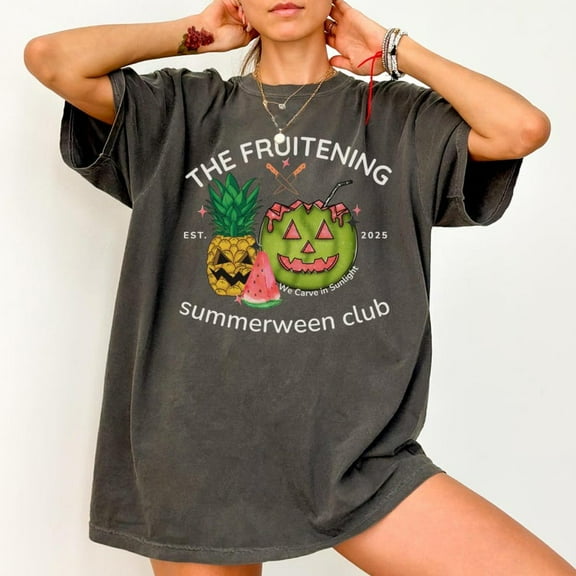 Spooky Fruits Summerween Shirt, Halloween Summer Shirt, Pineapple Watermelon Jack o Lantern Tee, Hot Ghoul Summer T-Shirt