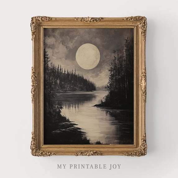 Spooky Full Moon Forest By The