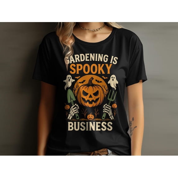 Spooky Gardening T-Shirt, Halloween Garden Tee, Funny Gardener Shirt, Halloween Costume Tee, Ghost Bats Pumpkin Shirt