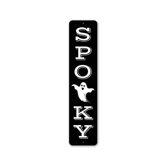 Spooky Ghost Aluminum Sign - Wall Mounted Home Decor Sign - Hang Ornament for Bedroom - Decor Accessory for Home, Bedroom and Living Room - 4x18 inches