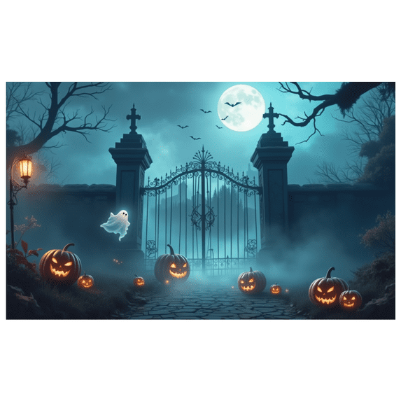 Spooky Ghost Halloween Banner Pumpkin Decorations Haunted Gateyard for Party Decoration Halloween Event Indoor Outdoor