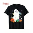 thumbnail image 1 of Spooky Ghost Halloween T-Shirt,Graphic Tee, Funny Casual Top，Soft Comfort Top，Daily wear，Cute，cotton，black，S-5XL, 1 of 1