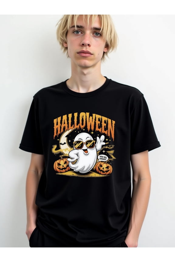 Spooky Ghost Halloween Tee mens graphic t shirts black graphic tees graphic Weekend casual wear Hip-hop streetwear Retro Unisex Shirt Printed tshirts