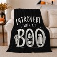 thumbnail image 1 of Spooky Ghost Introvert Boo Humor Playful Rustic Distressed, Festive Halloween Scene, Warm Flannel Blanket for Living Room and Reading Nook, Art Lovers Halloween Gift, Festive Home Decor, 1 of 9