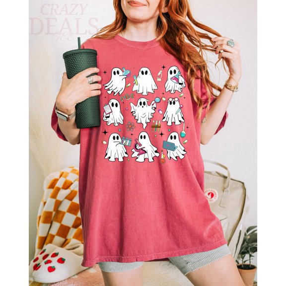 Spooky Ghost Science Teacher Flasks Chemistry Gift Holiday T-Shirt