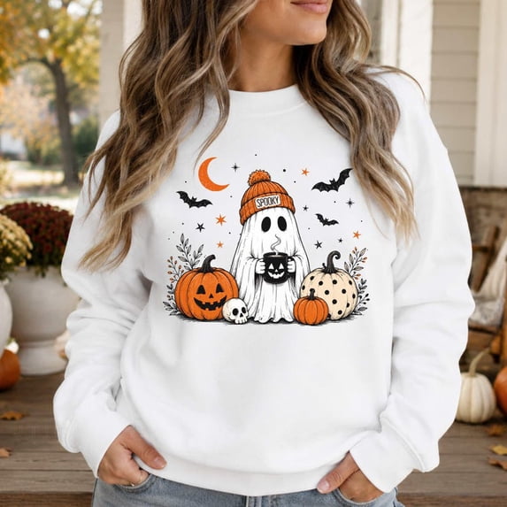 Spooky Ghost Sweatshirt, Halloween Outfit, Halloween Gift