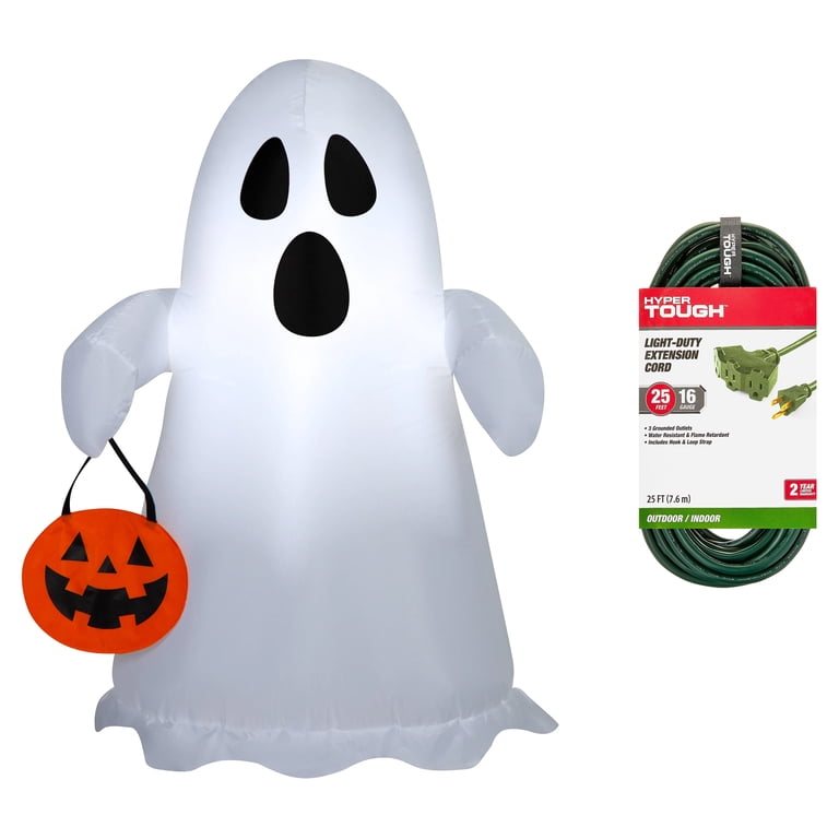 Spooky Ghost with Jack-o'-Lantern Tote Yard Inflatable + Hyper