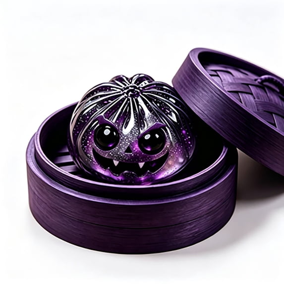 Spooky Glitter Halloween Squishies, Ghost Squishy with Steamer, Halloween Dumpling Squeeze Squishy Toy, Cute Slow Rising Sensory Fidget Toy For Kids & Adults Stress Relief