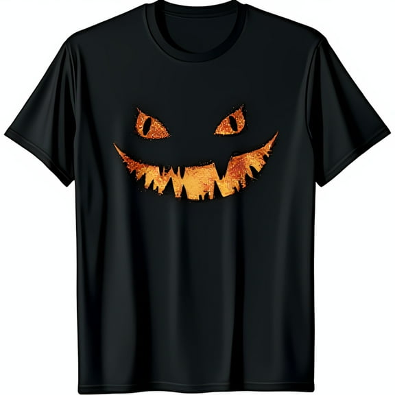 Spooky Glittery O Graphic Black T-Shirt for Halloween Fun