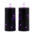 thumbnail image 1 of Spooky Glow Flameless Candle Summerween Lights, Flickering LED Fairy String Pillars For Gothic Party Nightstand Decor, Purple, 2 Pack, 1 of 5