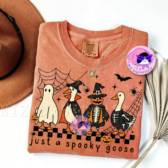 Spooky Goose Halloween Tshirt, Just a Spooky Goose Tshirt, Funny Goose Skeleton Witch Pumpkin Ghost Tshirt, Fall Sublimation Tshirt, Cute Horror Tshirt