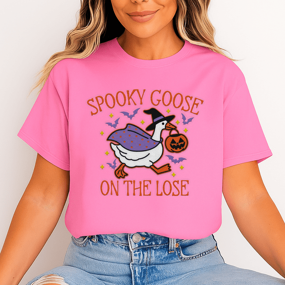 Spooky Goose On The Lose Unisex Halloween T-Shirt, 100% Cotton Funny Graphic Tee – Gift for Halloween
