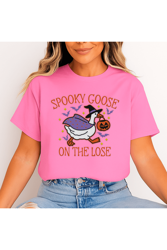 Spooky Goose On The Lose Unisex Halloween T-Shirt, 100% Cotton Funny Graphic Tee – Gift for Halloween