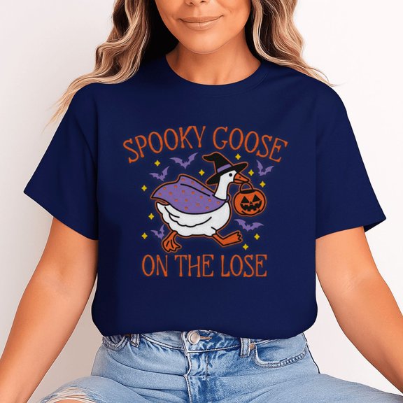 Spooky Goose On The Lose Unisex Halloween T-Shirt, 100% Cotton Funny Graphic Tee – Gift for Halloween