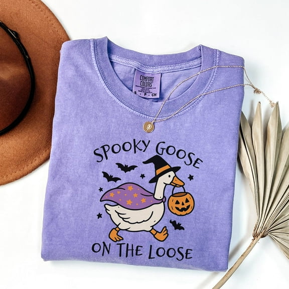 Spooky Goose on the Loose Halloween Shirt – Funny Witchy Fall Comfort Colors Tee