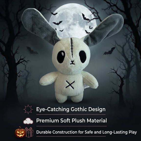 Spooky Gothic Halloween Bunny Plush Creepy Rabbit Horror Decor Holiday Gift