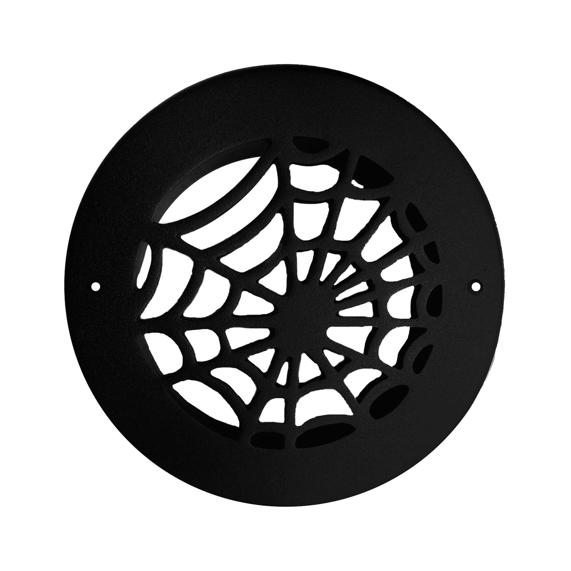 Spooky Gothic Round Vent cover 6" Duct Opening (Overall 7-1/2") Spider Web Design Solid Cast Aluminium Register