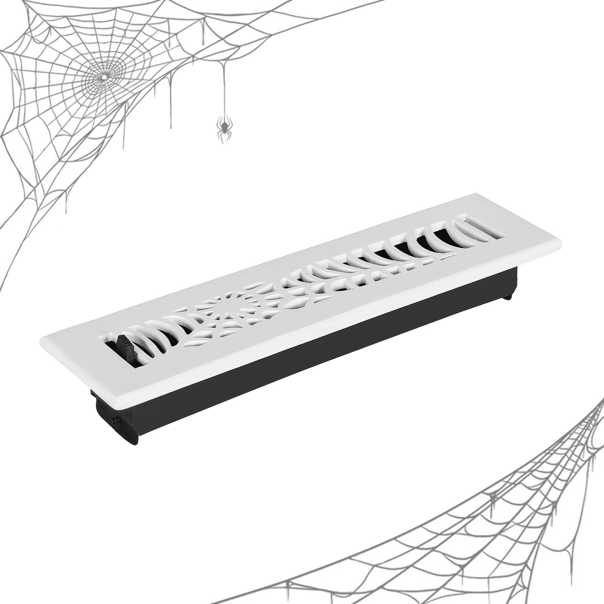 Spooky Gothic Vent cover 2"x 12" Duct Opening (Overall 3-1/2"x 13-3/4") Spider Web Design Solid Cast Aluminium Register