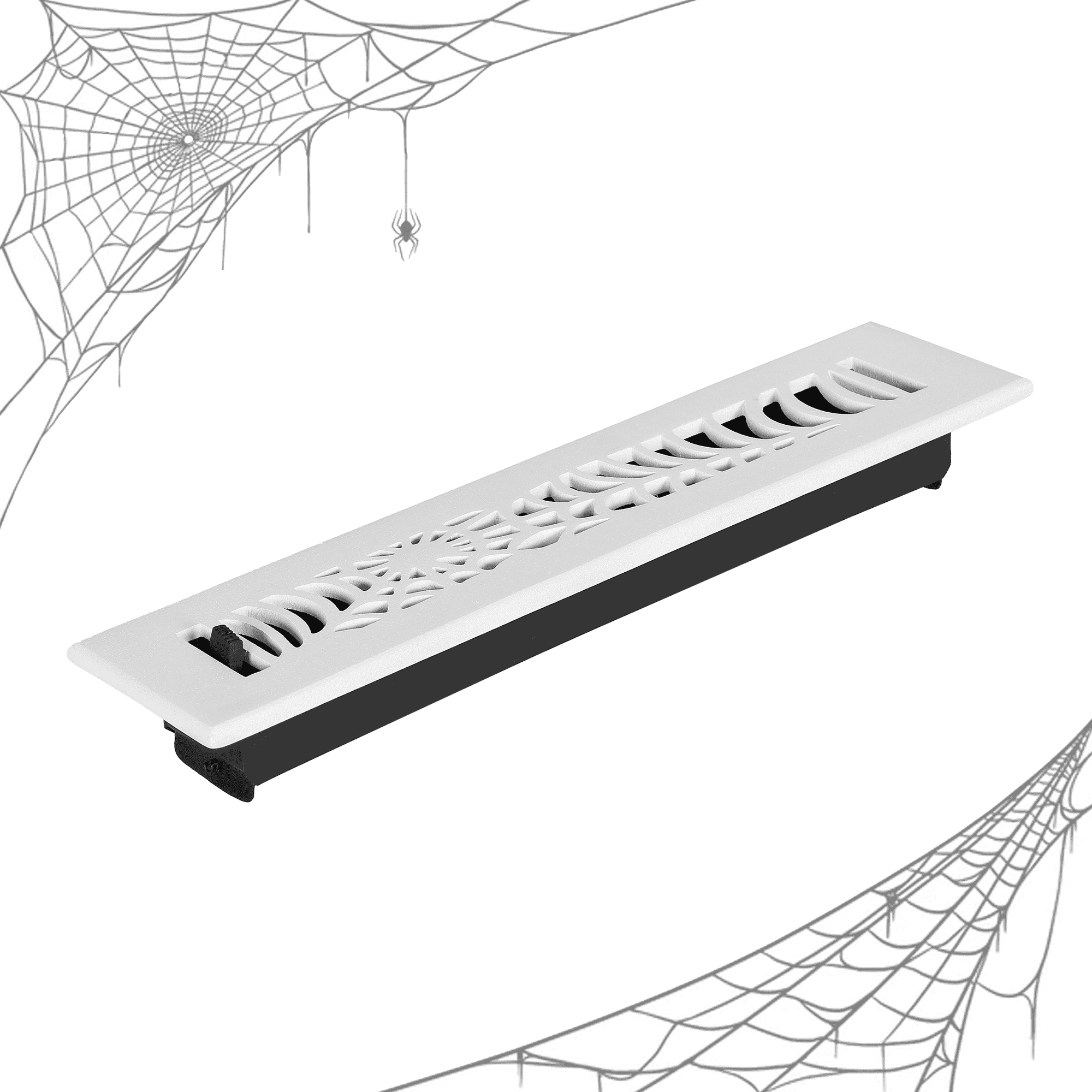 Spooky Gothic Vent cover 2"x 14" Duct Opening (Overall 3-1/2"x 15-3/4") Spider Web Design Solid Cast Aluminium Register